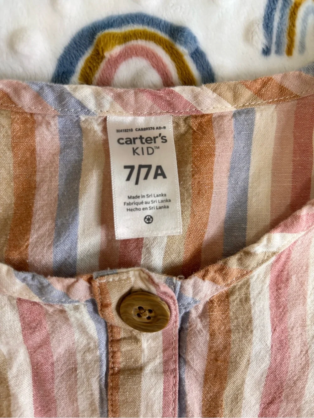 Carter's Striped Cotton Skirted Dress in Pink, Blue, Tan & Cream
